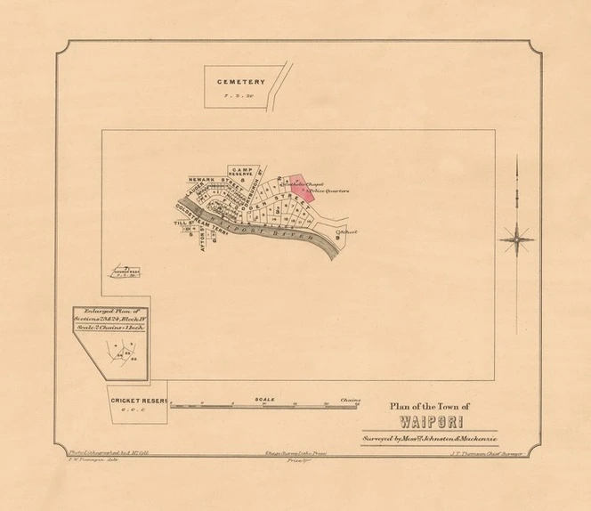 Plan of the town of Waipori / surveyed by Messrs. Johnston & Mackenzie ; F.W. Flanagan, delt.