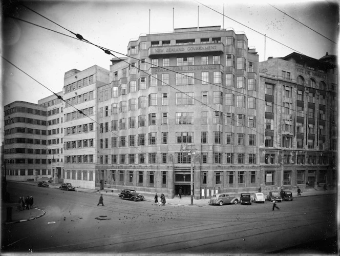 State Insurance building on the corner of Stout Street and Lambton Quay, Wellington