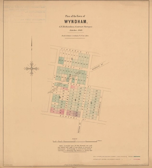 Plan of the town of Wyndham [electronic resource] G.F. Richardson, contract surveyor October 1869; W. Spreat, lith.