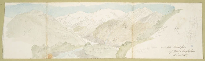 Haast, Johann Franz Julius von, 1822-1887: 1 mile below terminal face Franz Joseph Glacier, 11 June 1865.