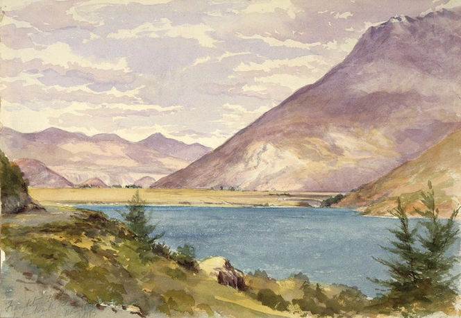 Barraud, Charles Decimus 1822-1897 :Frankton Flat, Lake Wakatipu. March 14th, 1887