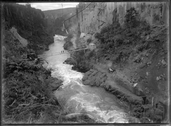 Arapuni gorge during the implementation of the hydro-electric power scheme