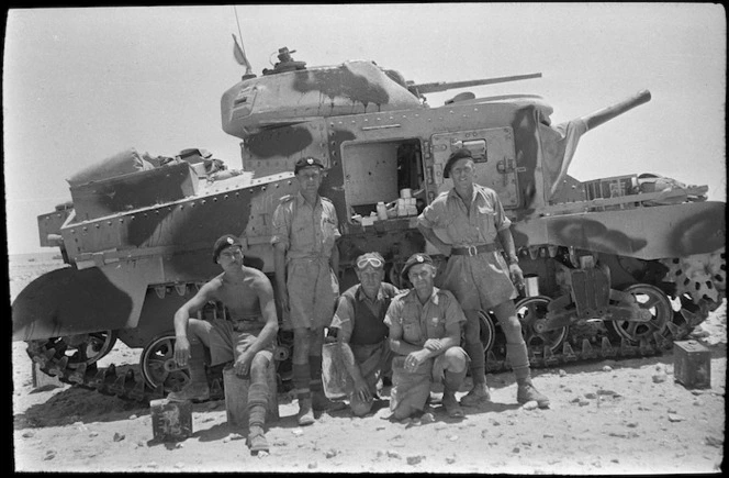 Tank and crew from a British unit, Alamein, Egypt, during World War 2 - Photograph taken by W A Whitlock