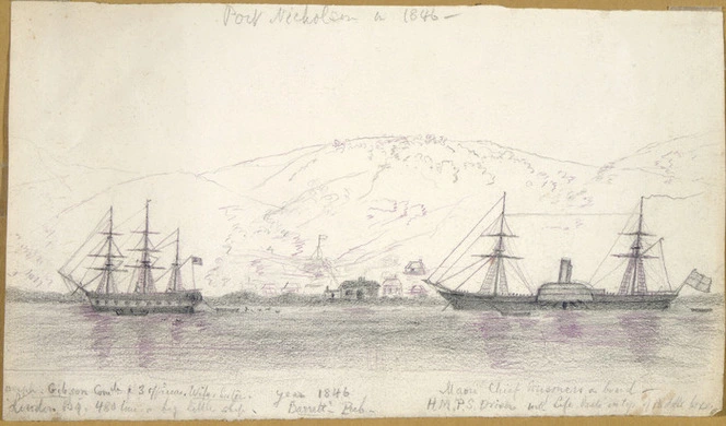 Artist unknown :Port Nicholson in 1846.