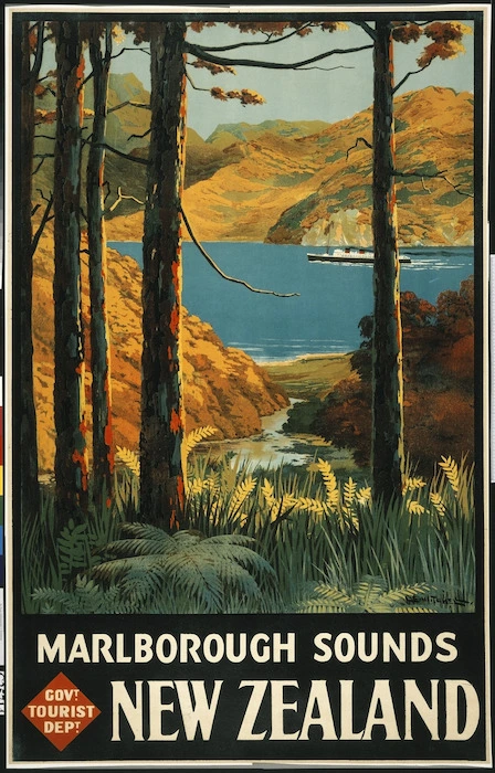 Mitchell, Leonard Cornwall, 1901-1971 :Marlborough Sounds, New Zealand / Govt Tourist Dept. G H Loney, Government Printer, Wellington [1934-1937].