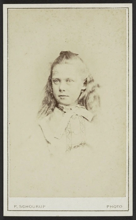Schourup, Peter, 1837-1887: Portrait of unidentified young woman