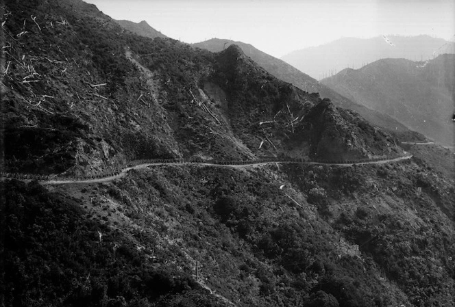 World War I troops walking southward along the Rimutaka Hill Road