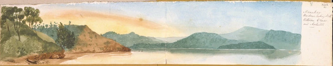 [Ashworth, Edward] 1814-1896 :Manukao Harbour looking north between Orua and Awhitoo. [1843]