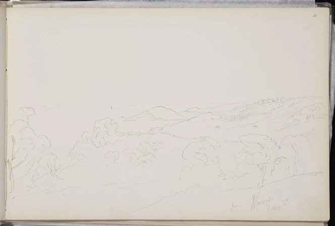 Hodgkins, William Mathew, 1833-1898 :From Moeraki looking south. [1877?]