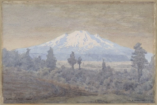 Moore, John Lysaght, 1897-1965 :Ruapehu from Raetihi, sunset. 1962