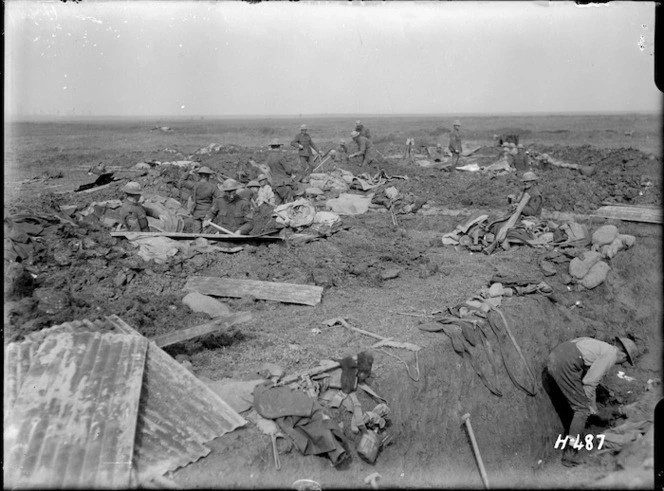 World War I New Zealand Engineers constructing a strong point on the Somme, La Synge Farm, France