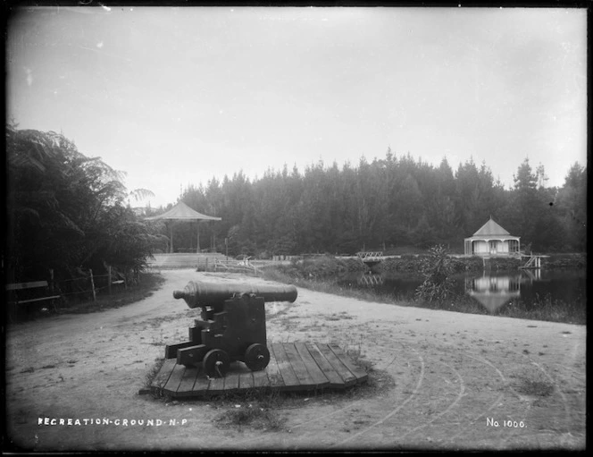 Pukekura Park, New Plymouth, with Barrett's cannon