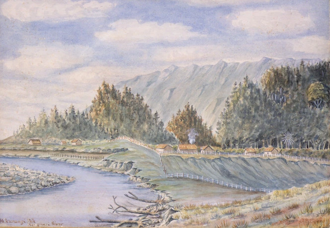 Beere, Gerald Butler, 1836-1914 :Hikurangi Pah, Wanganui River. [1880s].