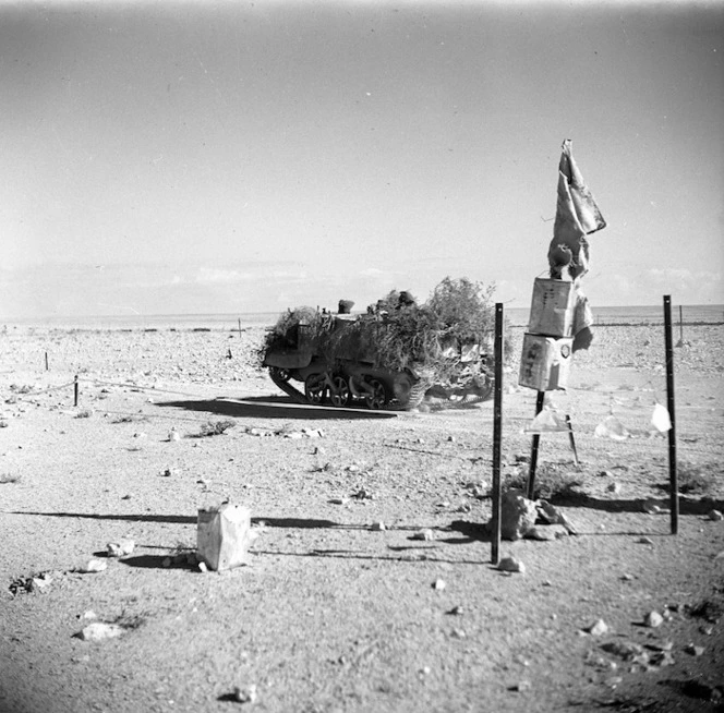 Camouflaged World War II tank, possibly Western Desert, North Africa