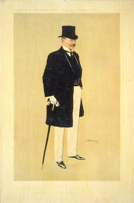 Bowring, Walter Armiger, 1874-1931 :His excellency the Earl of Ranfurly .. The Christchurch Press Company; [drawn by] W A Bowring, 1901. Christchurch, 1901.