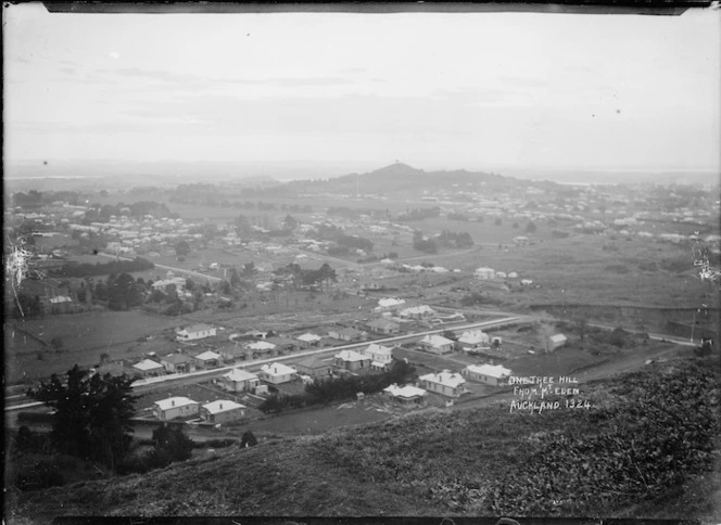 Epsom and One Tree Hill from Mount Eden, Auckland