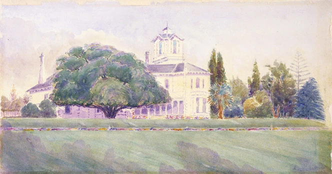 [Haylock, Arthur Lagden] 1860-1948 :Logan Campbell's home in Parnell Park, Auckland 1917