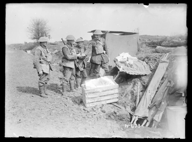A New Zealand padre with his wayside canteen on the Western Front