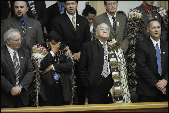 Members of Ngai Tahu at Parliament, Wellington - Photograph taken by Craig Simcox