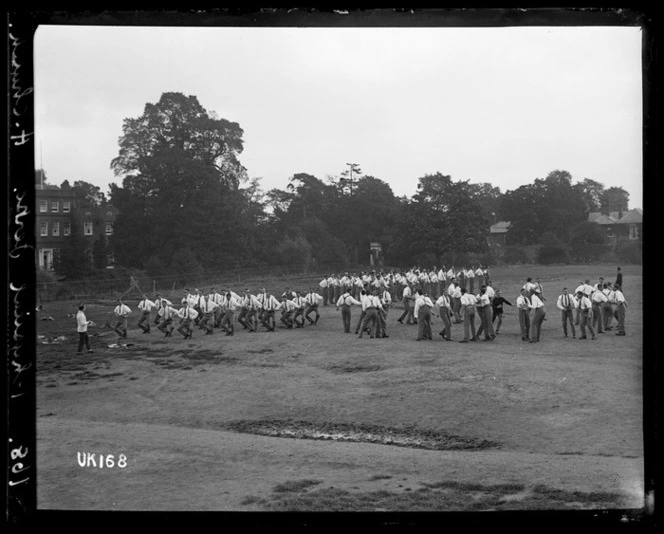 Physical jerks at the New Zealand Convalescent Hospital, Hornchurch, England