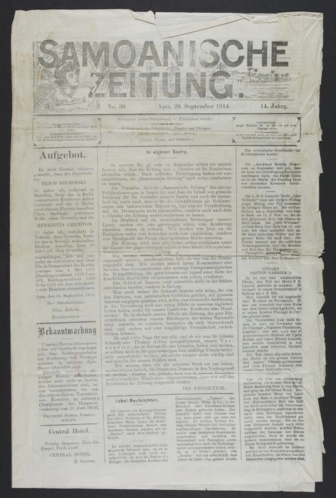 `Samoanische Zeitung' and `The Pull-Thro'