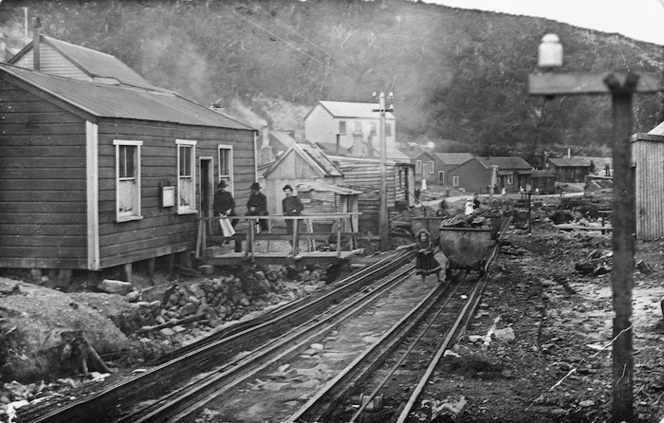 Coal being transported past the library at Burnett's Face