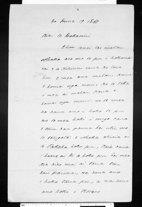 Letter from Hohepa Tamaihengia, Te Hapimana Mokoera and Herewini Amohau to McLean