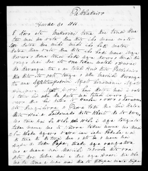 Letter from Karauria Tamawhakakiteaterangi to McLean