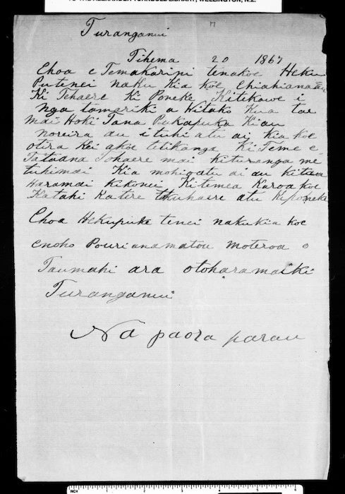 Letter from Paora Parau to McLean