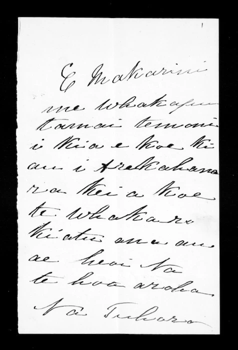 Undated letter from Tuhoro to McLean