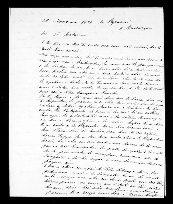 Letter from Te Manihera Rangitakaiwaho to McLean