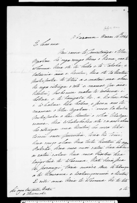 Letter from George Clarke, Protector of Aborigines, to chiefs of Taranaki