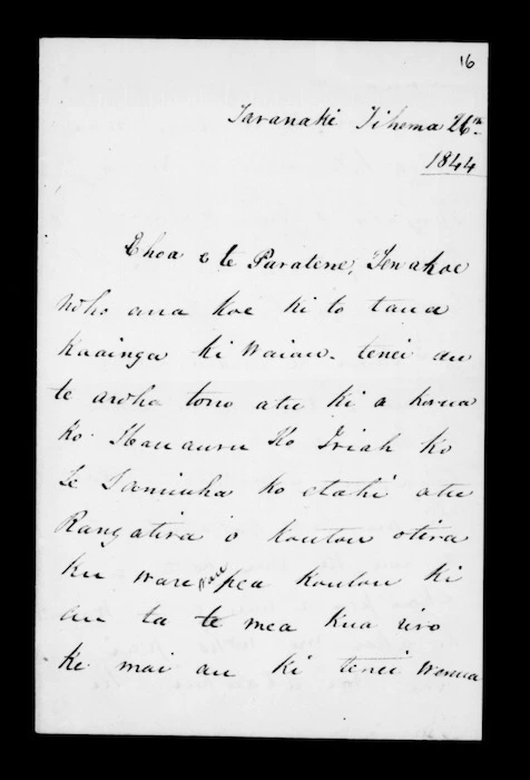 Letter from McLean to Paratene