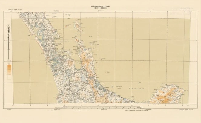 Aeronautical chart ICAO 1:500000. Auckland SE 38/173¹/₂.