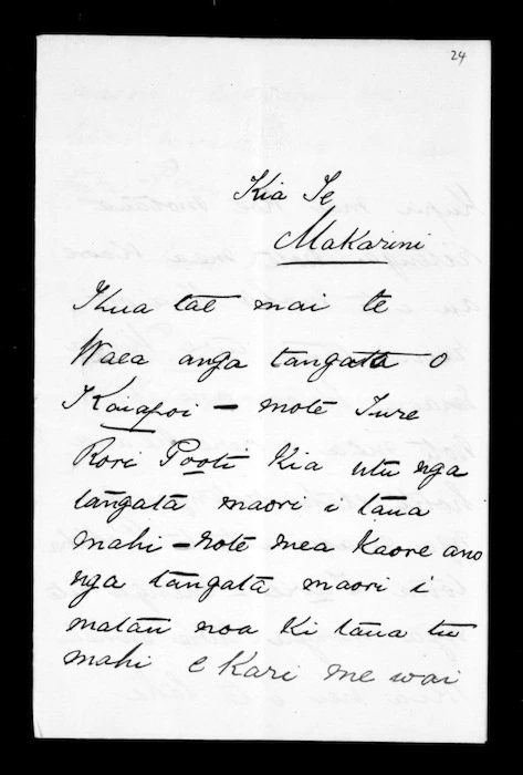 Letter from Hori Kerei Taiaroa to McLean