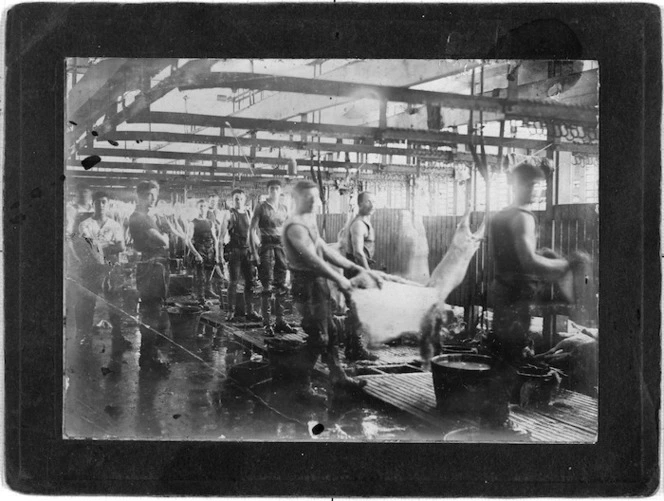 Old, Janet Haldane, 1928-2003: Freezing workers at Waitara freezing works