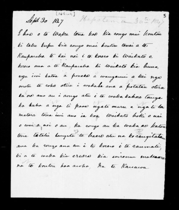 Letter from Te Kanawa to Te Waka (with translation)