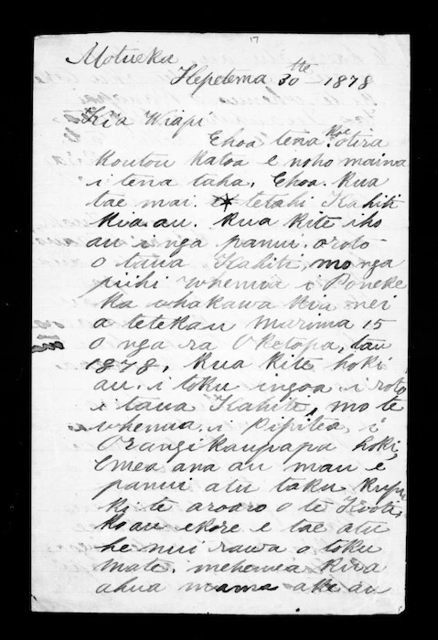 Letter from Hohaia Rangiauru to Wiapi