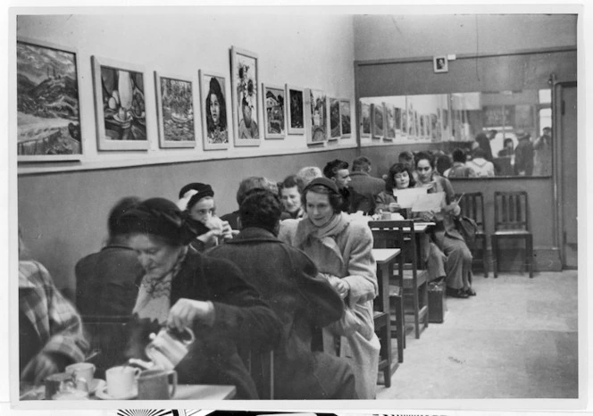 Photograph of the interior of the French Maid Coffee House, Lambton Quay, Wellington