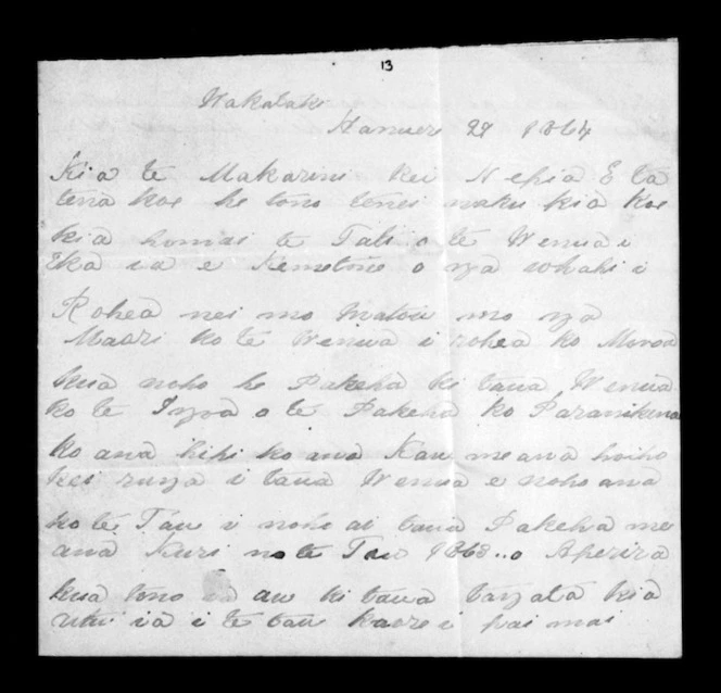 Letter from Te Meihana, Horopapera, Paraone to McLean