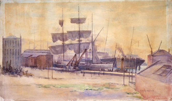 Anderson, Robert N., fl. 1887-1897 :[Queen's Wharf, Wellington. Between 1887-1897]