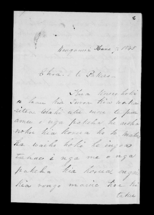 Letter from McLean to Te Pakero