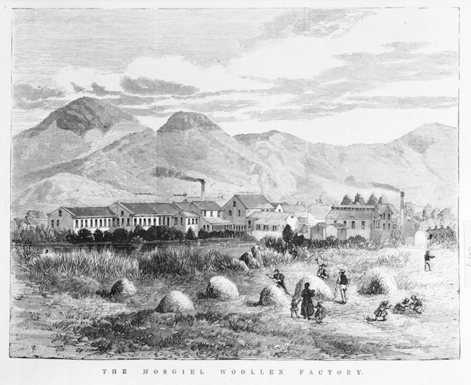 Illustrated New Zealand herald :The Mosgiel Woollen Factory. February 1875.