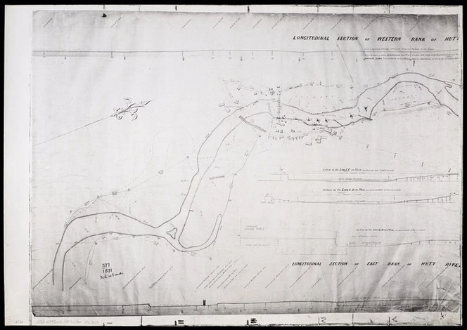 [Creator unknown] :[Map showing change of path of the Hutt River and the new bridge] [copy of ms map]. 1871