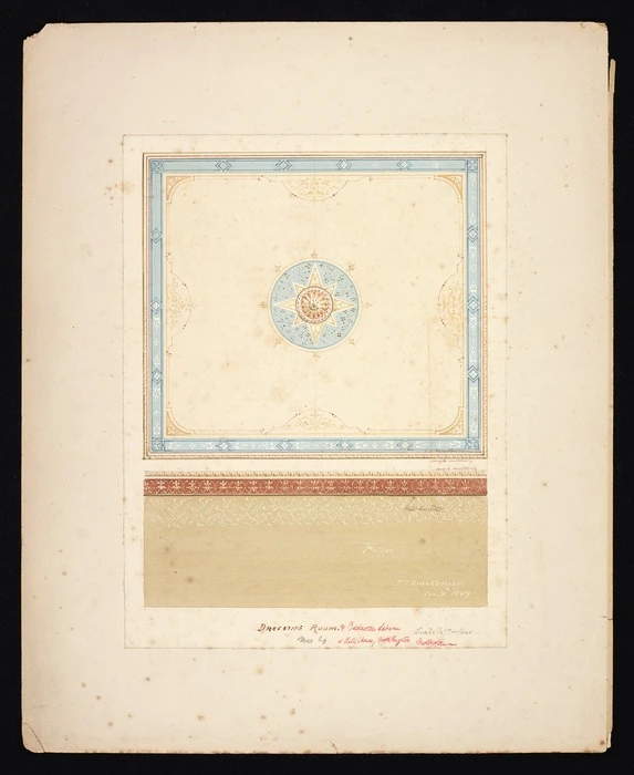 Monkhouse, Thomas Stewart, 1828-1920 :Dressing room and bedroom scheme of Kelly's house, North Brighton, Melbourne. T S Monkhouse, Decr 30th 1889