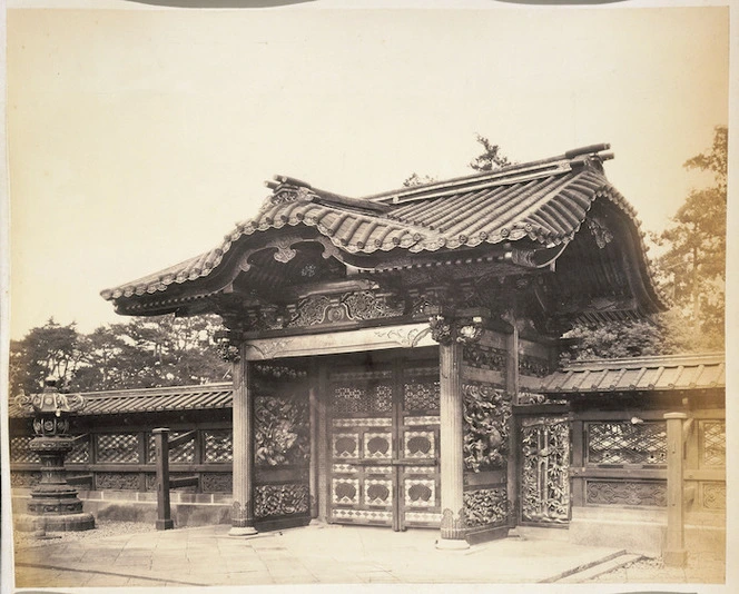 Burial ground of the Taikuns at Shiba, Japan, by Felice A Beato (1825-1908?)