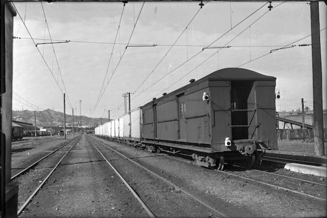 Goods train in the railway yards at Wellington Railway Station.