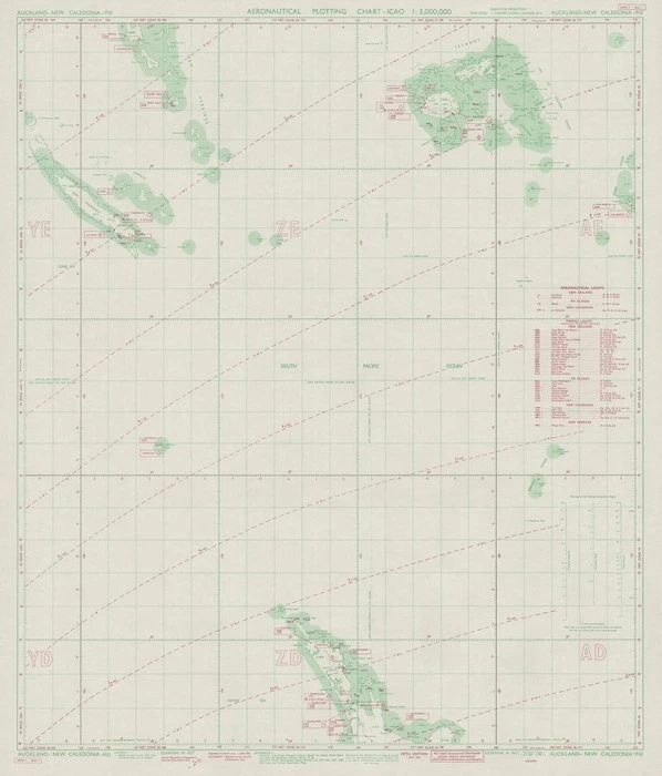 Aeronautical plotting chart, ICAO 1:3,000,000. Auckland - New Caledonia - Fiji