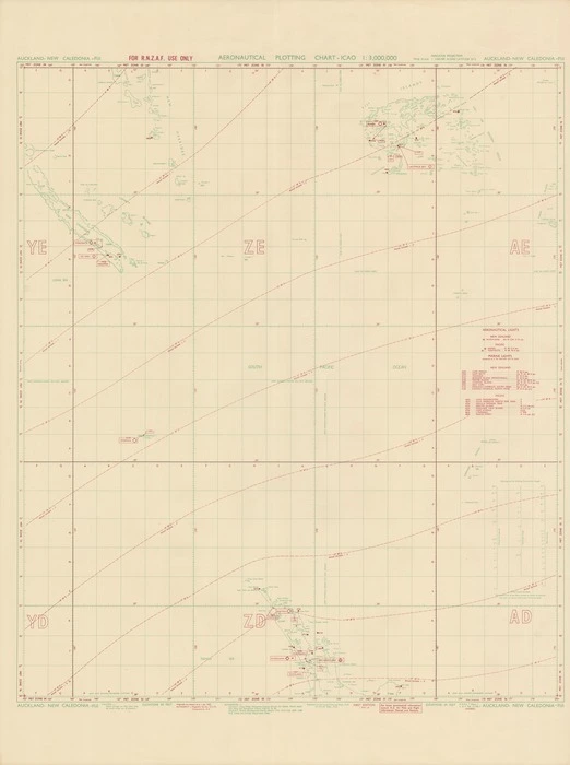 Aeronautical plotting chart - ICAO 1:3,000,000. Auckland - New Caledonia - Fiji.