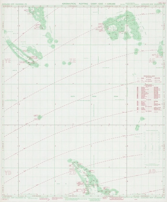 Aeronautical plotting chart, ICAO 1:3,000,000. Auckland - New Caledonia - Fiji.